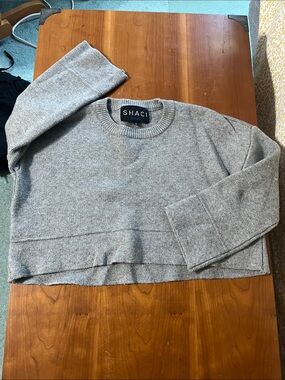 Shaci Blue Cropped Crewneck Sweater, Size S